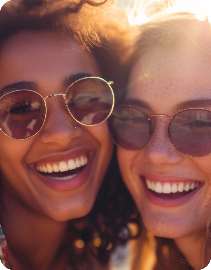 Two friends smiling