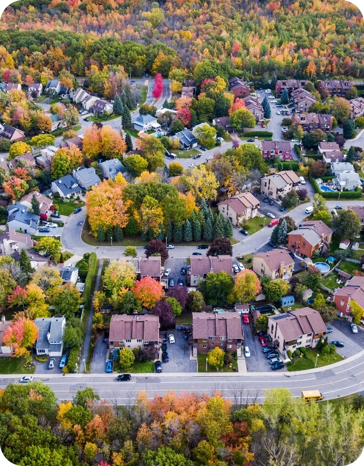 Birds-eye view of neighbourhood